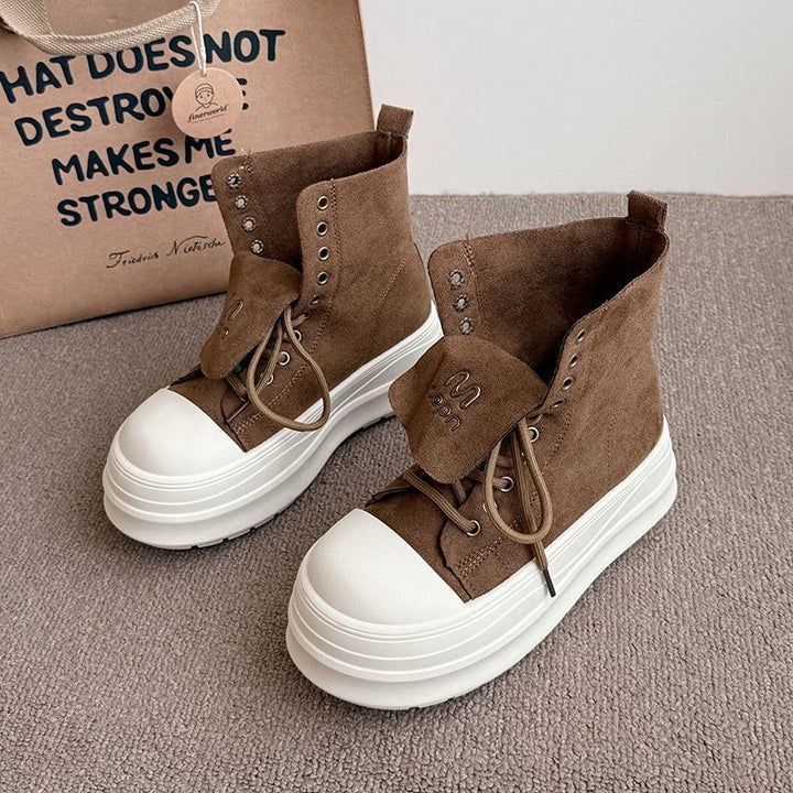 Women's High-top Sneakers with platform-style sole and innovative lacing Mune Fashion