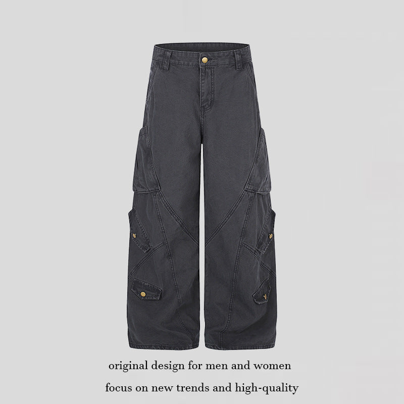 Women Wide High-Waist Cargo Culotte Pants with Multi-Pockets Mune Fashion