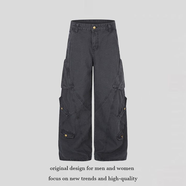 Women Wide High-Waist Cargo Culotte Pants with Multi-Pockets Mune Fashion