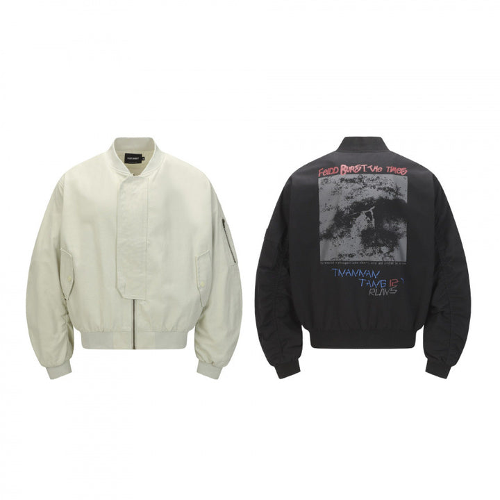 Unisex Short Cut Boxy Bomber Jacket with Concealed Front Placket and Flap Pockets Mune Fashion