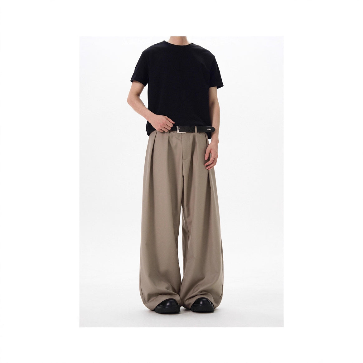 Men's Elegant Wide-Cut Fabric Trousers Mune Fashion