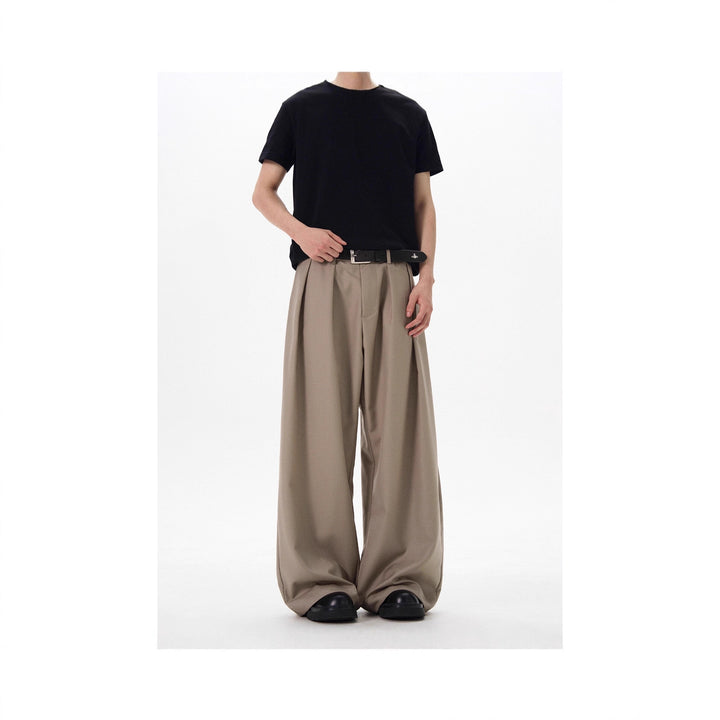 Men's Elegant Wide-Cut Fabric Trousers Mune Fashion