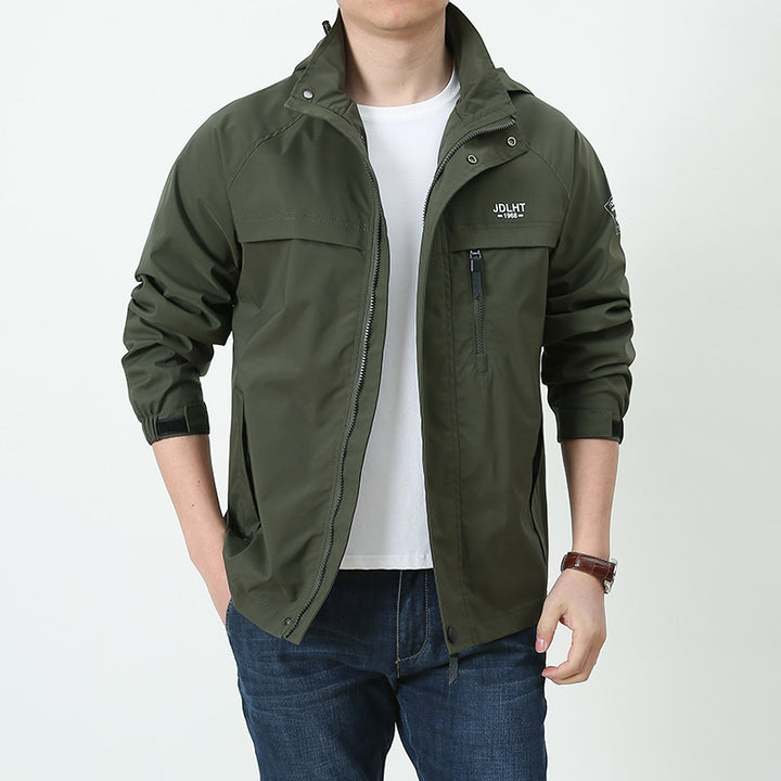 Men's Breathable Transitional Softshell Jacket in Field Style with Hidden Hood and Zip Chest Pocket Mune Fashion