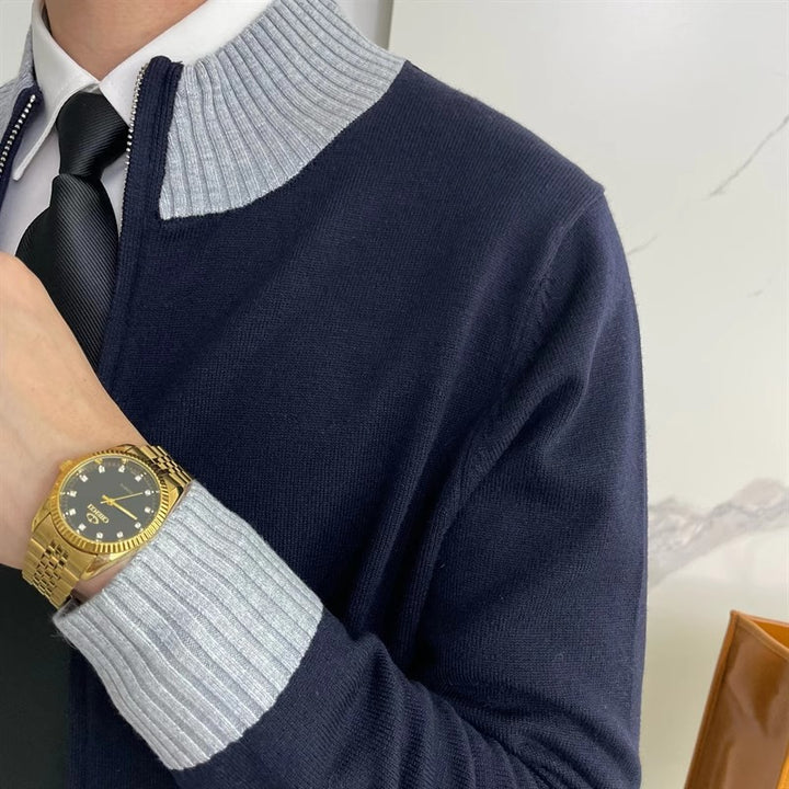 Men's Elegant Cardigan with Stand-Up Collar Mune Fashion
