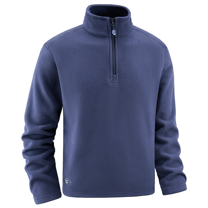 Men's fleece pullover with troyer collar and half zipper made of soft microfleece Mune Fashion