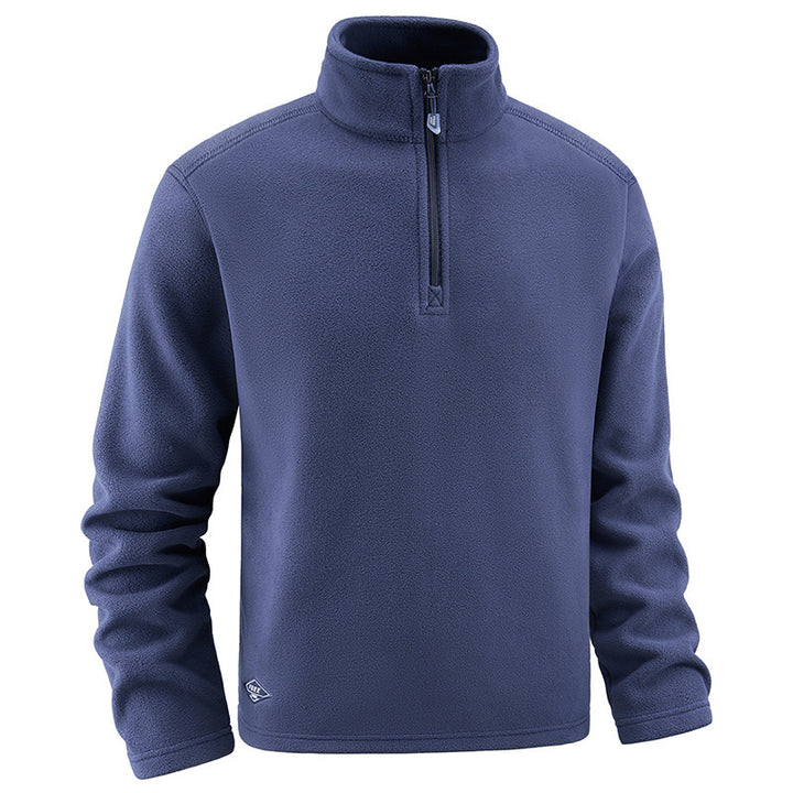 Men's fleece pullover with troyer collar and half zipper made of soft microfleece Mune Fashion