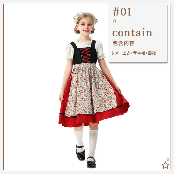 Ladies' nano traditional children's dirndl with apron and headscarf Mune Fashion