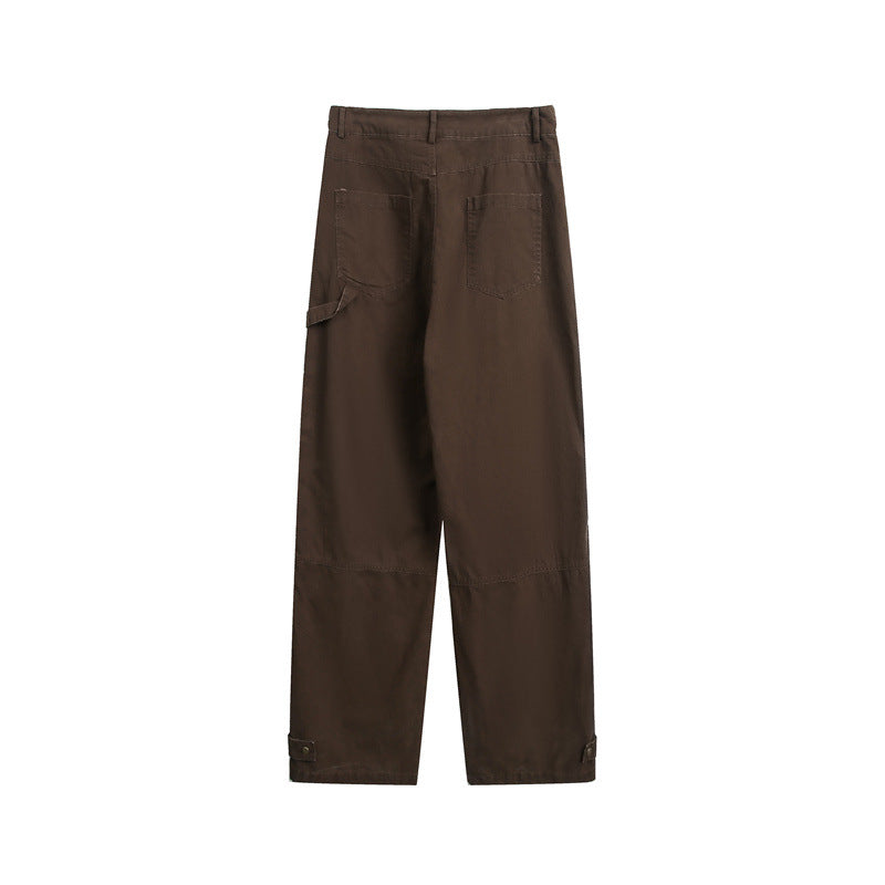 Women Wide High-Waist Cargo Pants with Multifunctional Pockets and Adjustable Hem Mune Fashion