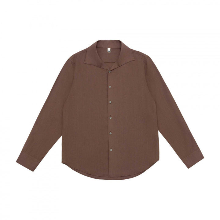 Men's Lightweight Long Sleeve Shirt with Open Lapel Collar and Boxy Cut Mune Fashion