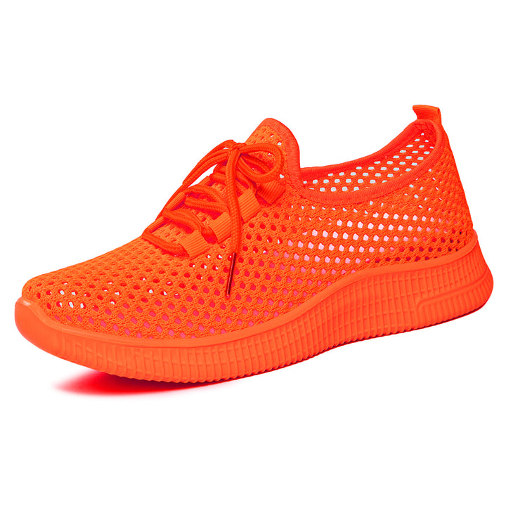 Women's breathable mesh slip-on sneakers with elastic lacing and flexible profile sole Mune Fashion