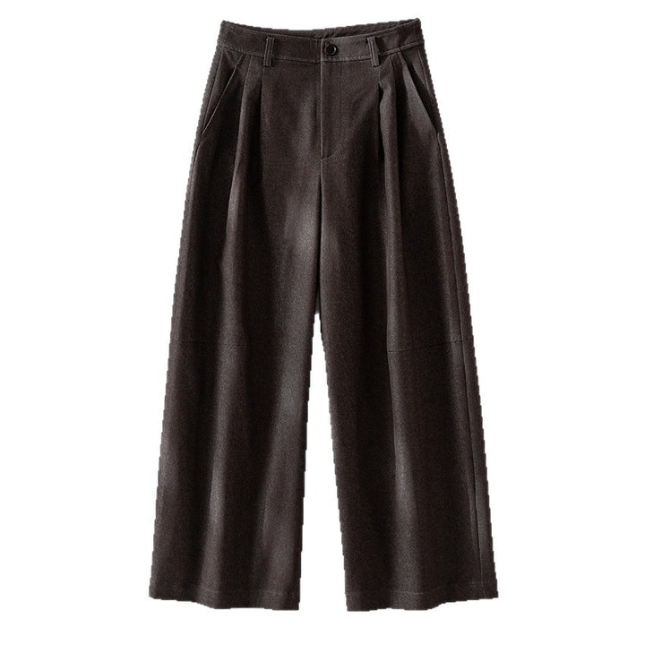 Women's Wide Pleated Trousers with High Waist and Cropped Cut Mune Fashion