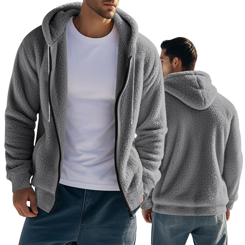 Men's Nan Sherpa Fleece Hooded Jacket with Full Zip and Hidden Side Pockets Mune Fashion