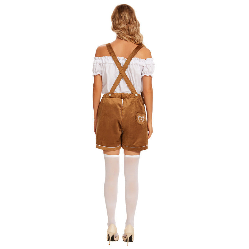 Ladies nan Trachten-Overalls Shorts with delicate embroidery and adjustable straps Mune Fashion