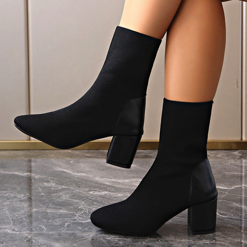 Women's Fashion Ankle Boots Knitted Mune Fashion