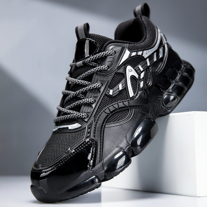 Men's Sporty Chunky Sneaker with Glossy Overlays and Cushioned Air Cushion Sole Mune Fashion