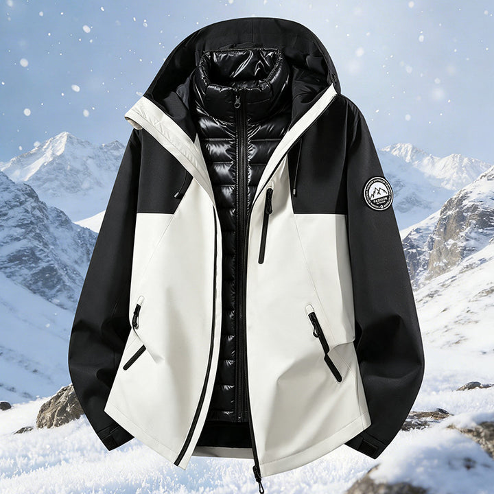 Unisex non-waterproof three-piece softshell jacket with detachable quilted inner jacket and hood Mune Fashion