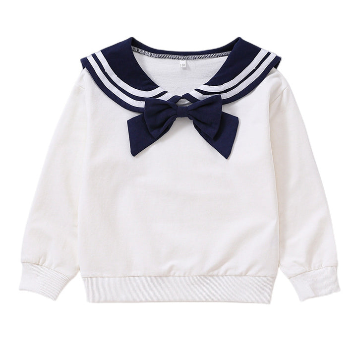 Girls sweatshirt with maritime collar and decorative bow detail Mune Fashion