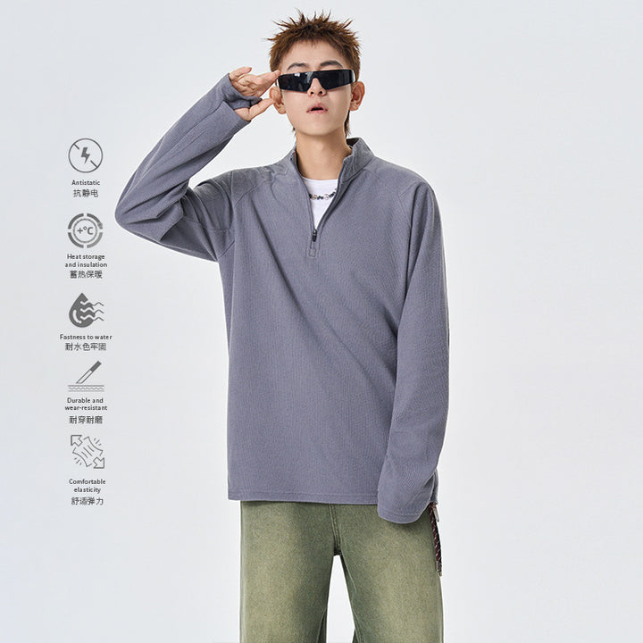 Herren Atmungsaktives Thermo‑Waffelshirt mit Halbzip und Raglanärmeln Mune Fashion