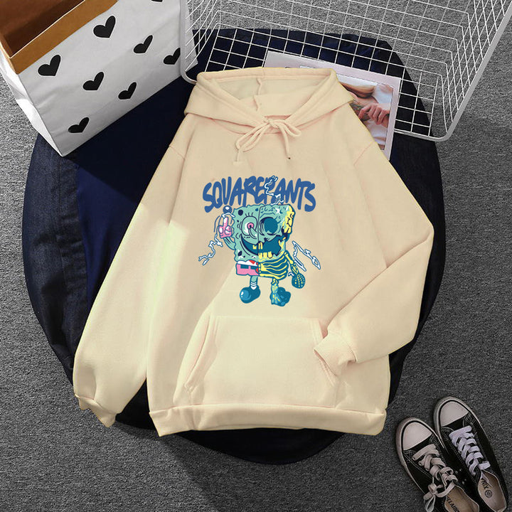 Women’s soft oversized hoodie with kawaii mushroom frog print, kangaroo pocket, and ribbed cuffs Mune Fashion
