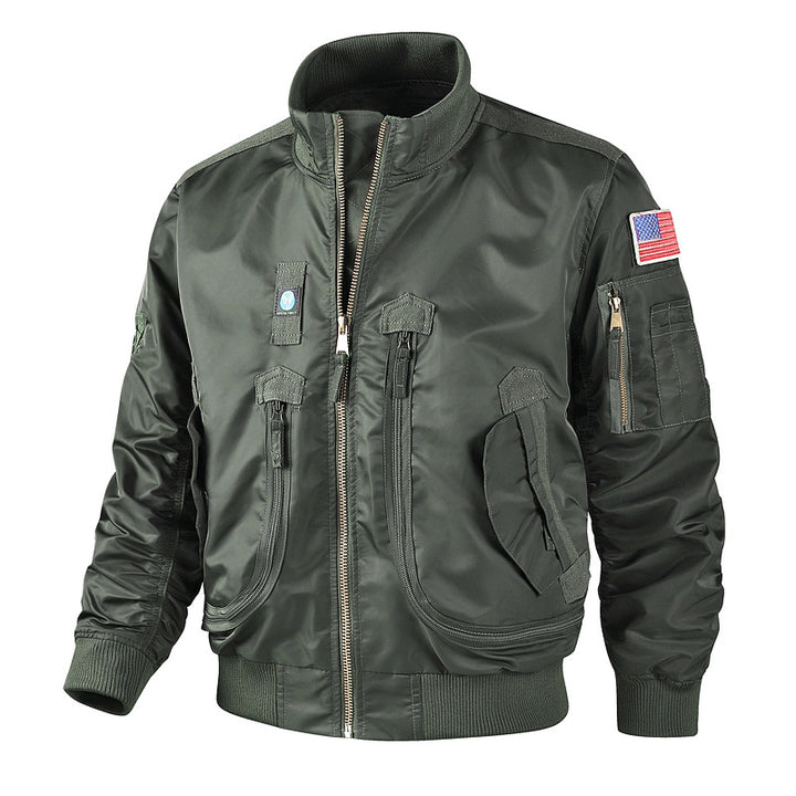 Men's classic bomber jacket in pilot design with multifunctional pockets and sturdy zipper Mune Fashion