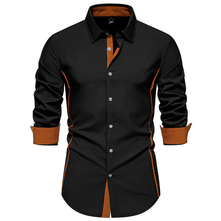 Men's Contrast Trim Slim-Fit Business Shirt with Cuffs Mune Fashion