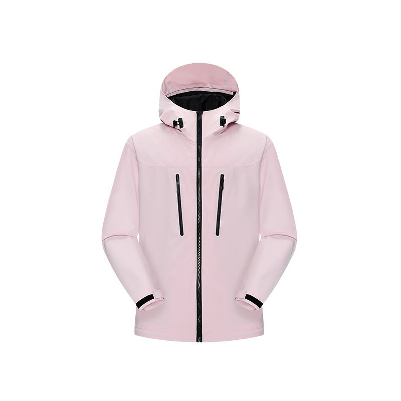 Damen Technische wasserfeste Softshell‑Regenjacke mit Kapuze, versiegelten Nähten und vertikalen Reißverschlusstaschen Mune Fashion