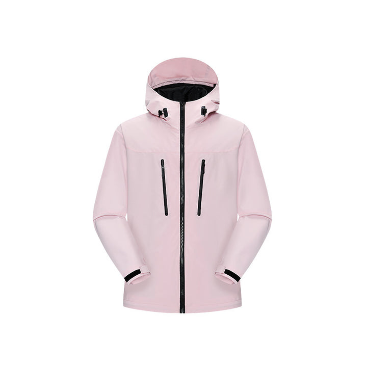 Damen Technische wasserfeste Softshell‑Regenjacke mit Kapuze, versiegelten Nähten und vertikalen Reißverschlusstaschen Mune Fashion