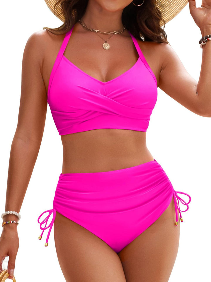 Women's High-Waisted Wrap Bikini Set with Adjustable Straps Mune Fashion