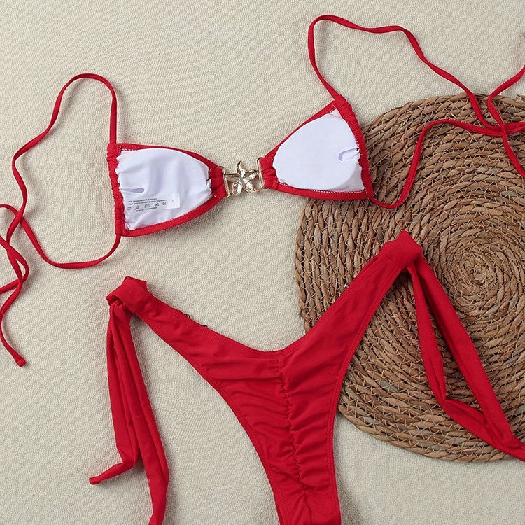 Women Triangle Bikini with decorative Gold details Mune Fashion