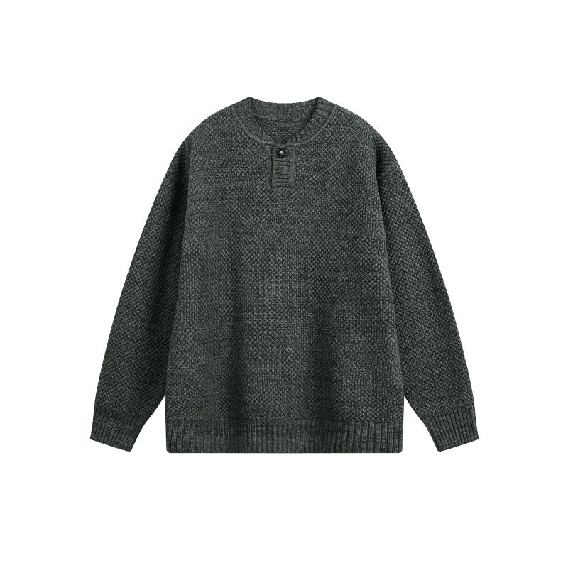 Unisex Structured Knit Sweater with Henley Placket Mune Fashion