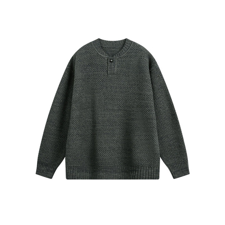 Unisex Structured Knit Sweater with Henley Placket Mune Fashion