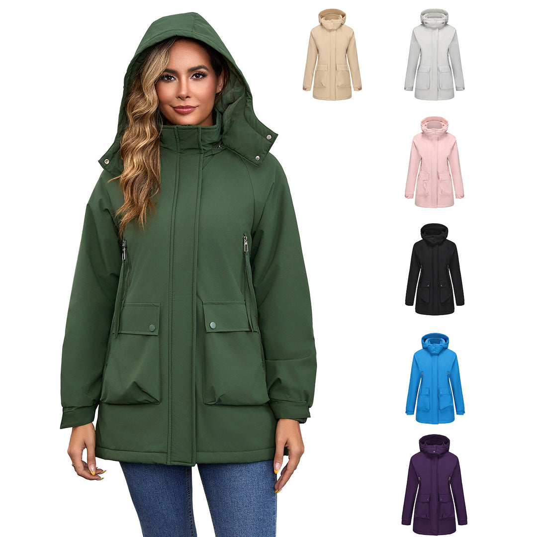 Women's lightweight hooded parka with concealed two-way zipper and patch pockets Mune Fashion