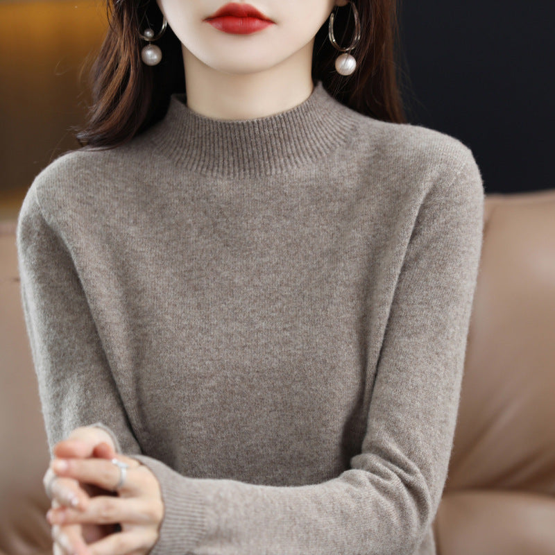 Women's Slim Fine Knit Mock Neck Sweater with Extra Fine Fleece Finish and Extended Cuffs Mune Fashion