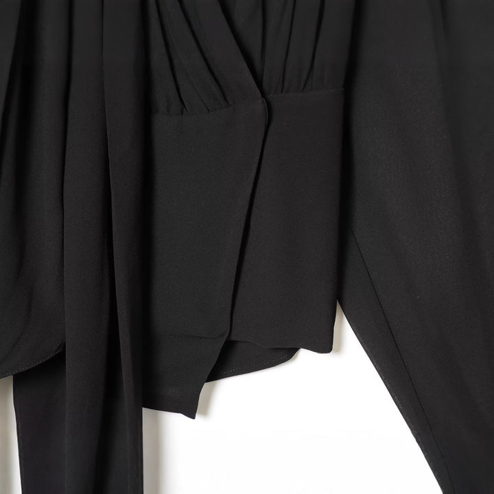 Women's Tie Blouse with Pleated Details and Bow Mune Fashion