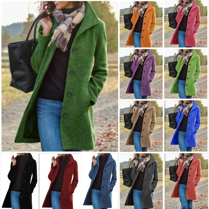 Women's tailored wool blend coat with stand-up collar and concealed button placket Mune Fashion