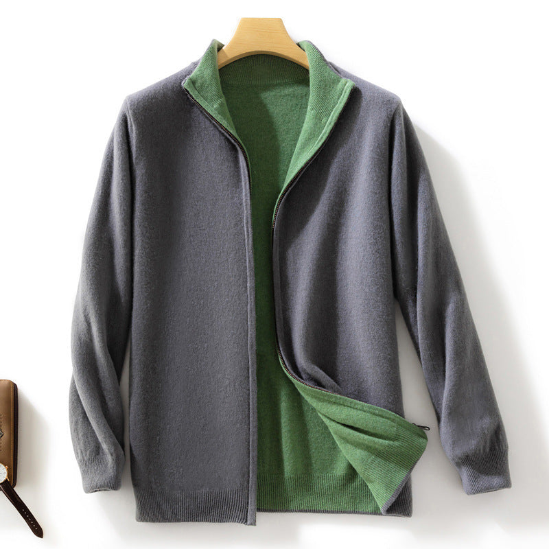 Women Short-Cut Zip Knitted Cardigan with Stand-Up Collar and Cashmere-Like Softness Mune Fashion