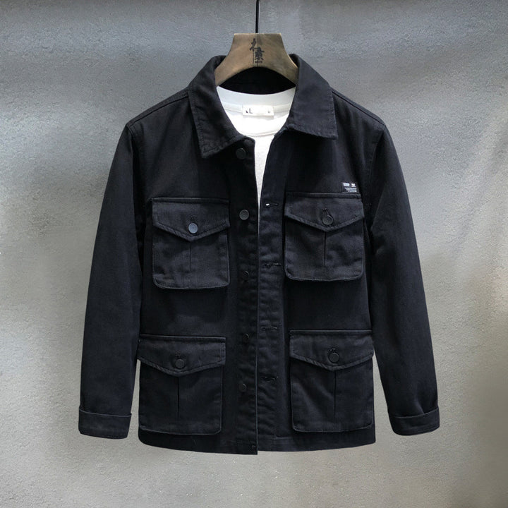 Men's utility field jacket with four patch pockets and classic shirt collar Mune Fashion