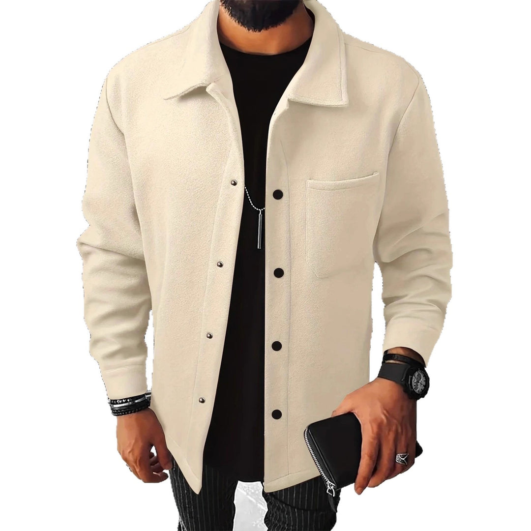 Men's nan minimalist shirt jacket made of soft fleece with concealed snap button placket and patch chest pocket Mune Fashion