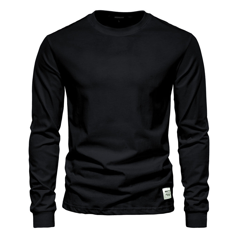 Men's classic long-sleeved cotton shirt with round neck and elastic cuffs Mune Fashion