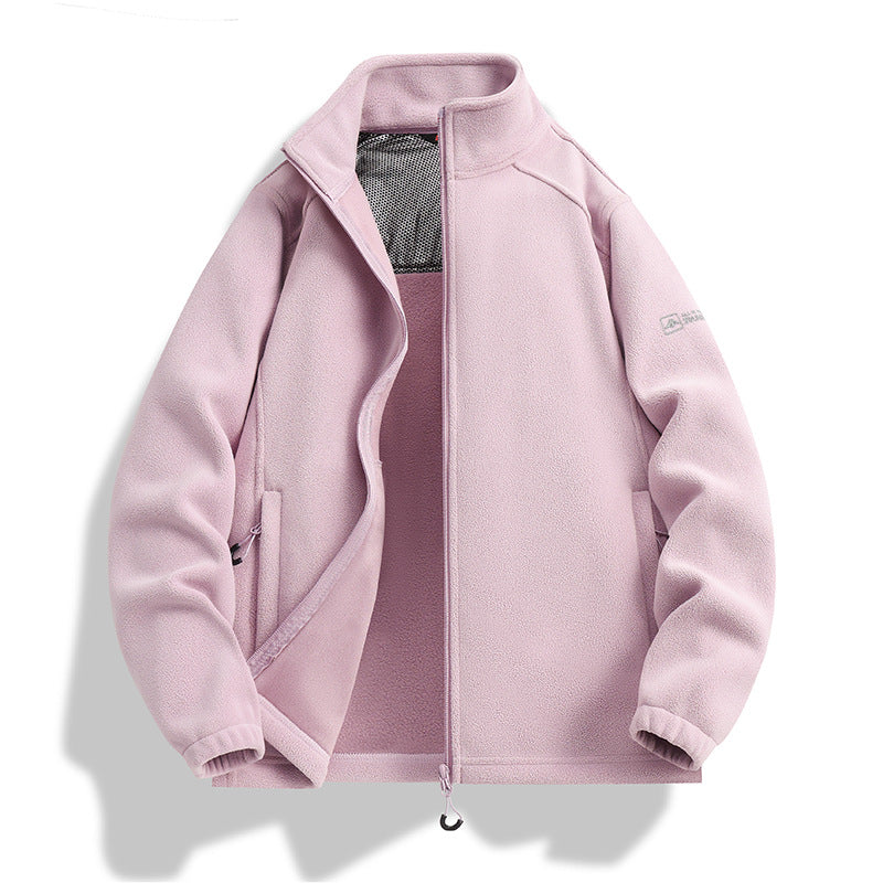 Men's fleece jacket with stand-up collar, wind-resistant microfleece and zippered pockets Mune Fashion