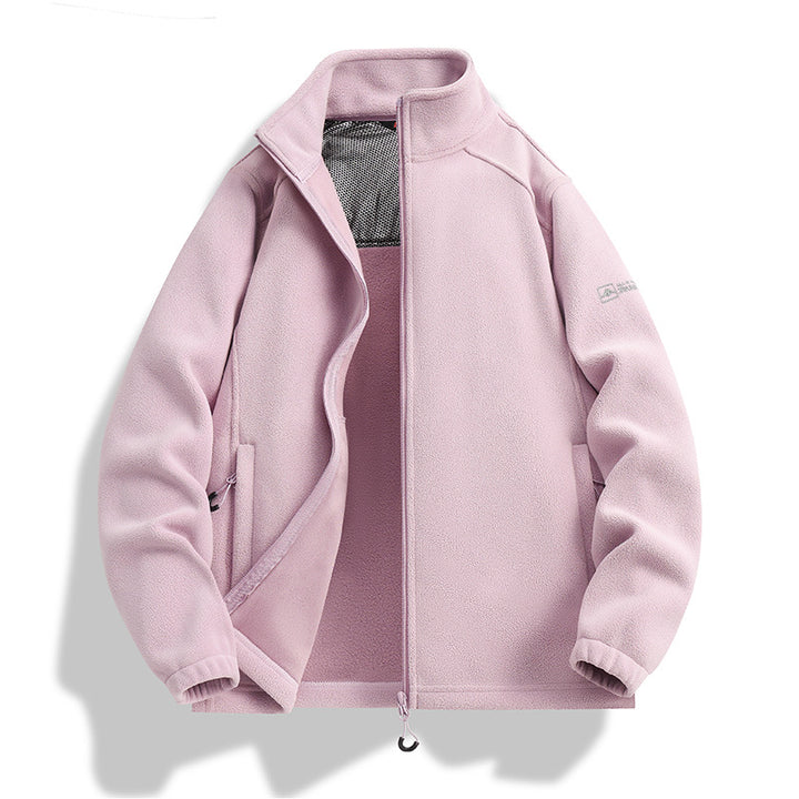 Men's fleece jacket with stand-up collar, wind-resistant microfleece and zippered pockets Mune Fashion