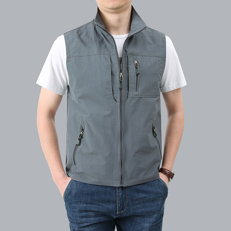Men's Outdoor Utility Vest with Mesh Lining and Zipper Pockets Mune Fashion