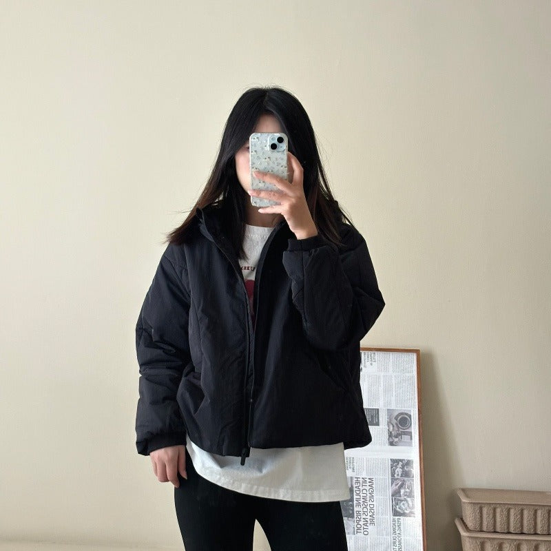 Women short cut light thermo hoodie jacket with oversized silhouette Mune Fashion