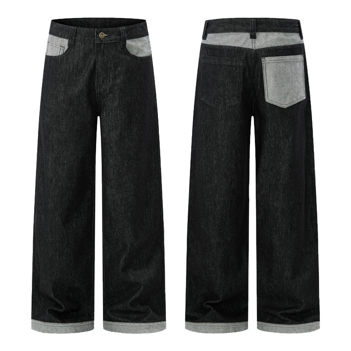 Men's Ultra Wide Denim Marlene Trousers with Extra Long Hem Edge and Five-Pocket Detail Mune Fashion