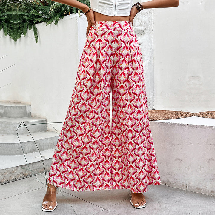 Women's Wide Trousers with Colorful Pattern Mune Fashion