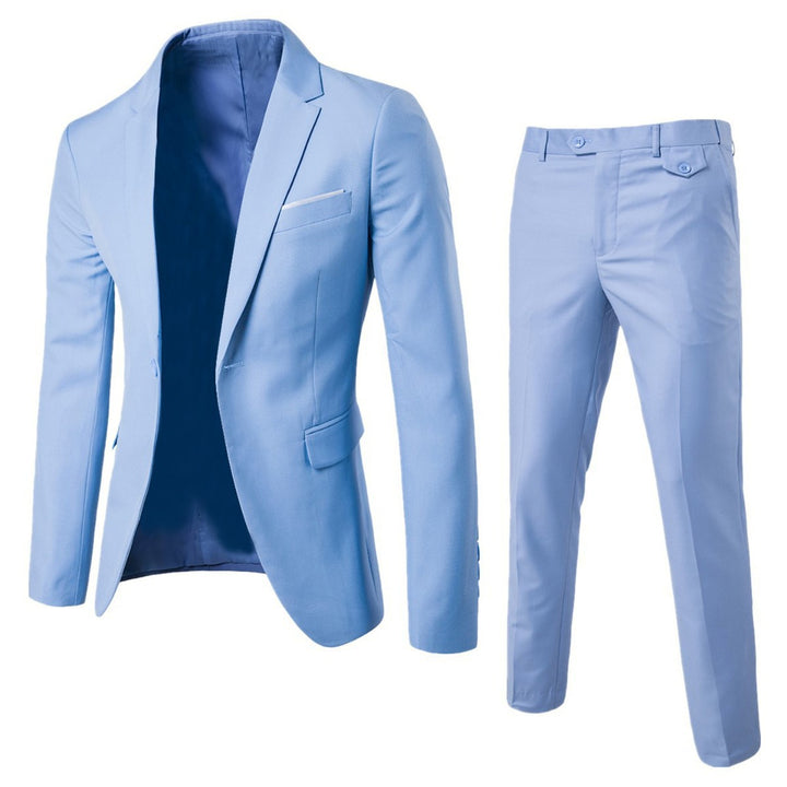 Men's Two-Piece Slim-Fit Suit Set with Tailored Blazer and Slim Suit Pants Mune Fashion