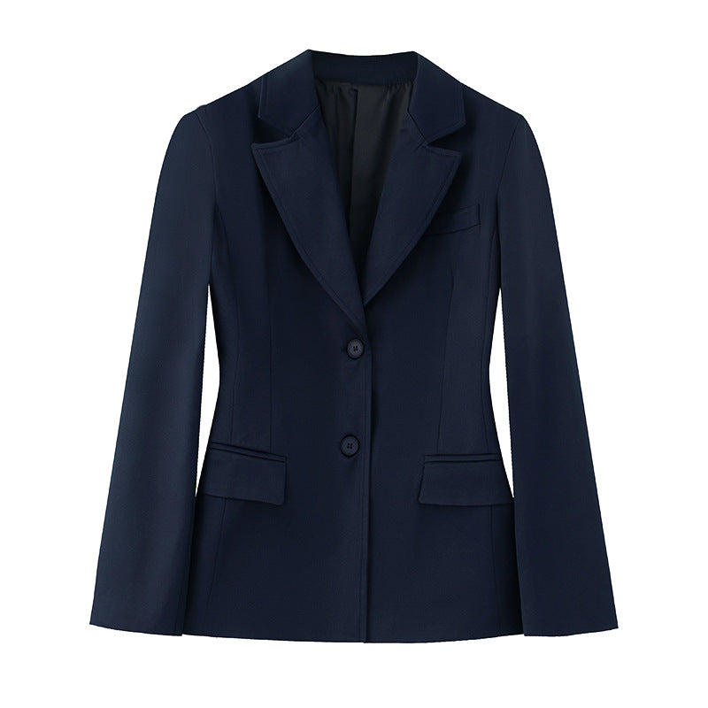 Women nan tailored single-breasted blazer with lapel collar, double-button closure, and flap pockets Mune Fashion