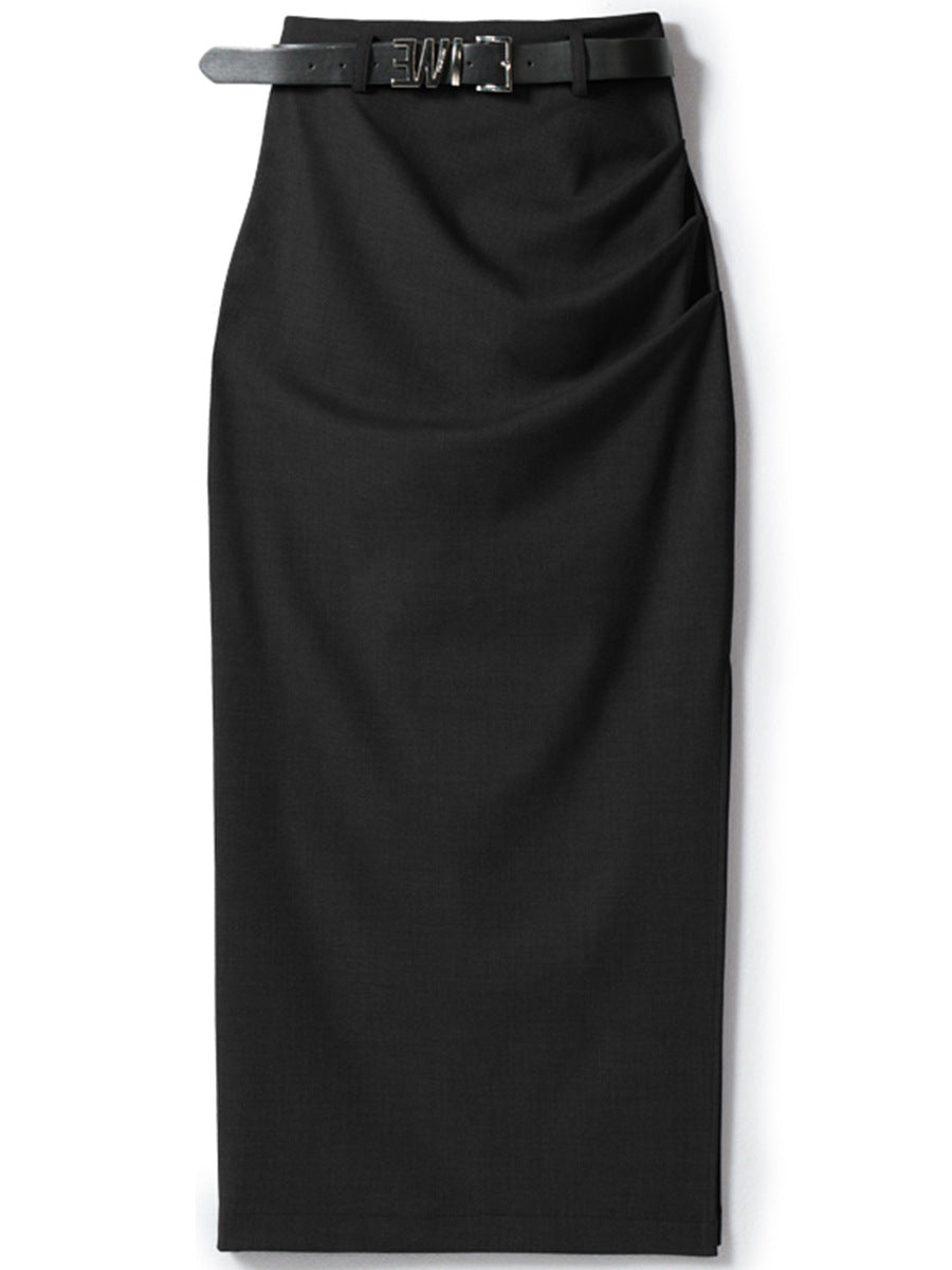 Ladies Elegant Wrap Skirt with Waist Belt Mune Fashion