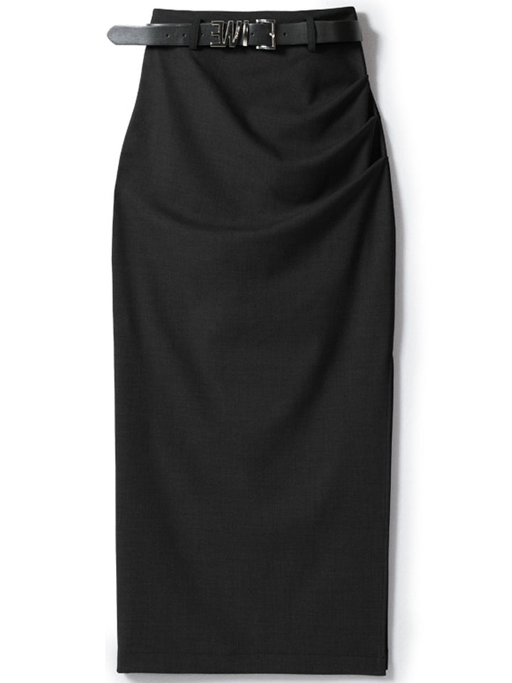 Ladies Elegant Wrap Skirt with Waist Belt Mune Fashion