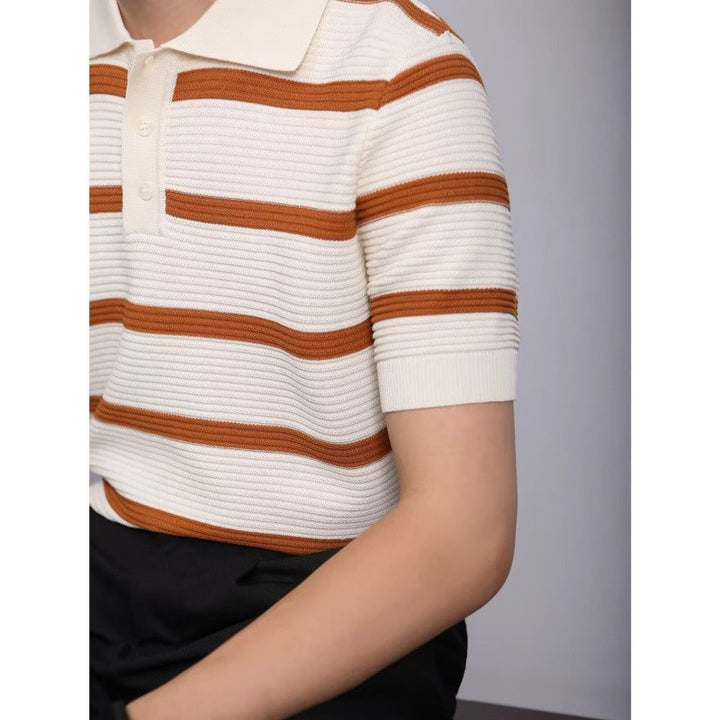 Men's Fashion Short Sleeve Polo Shirt with Knitted Pattern Mune Fashion